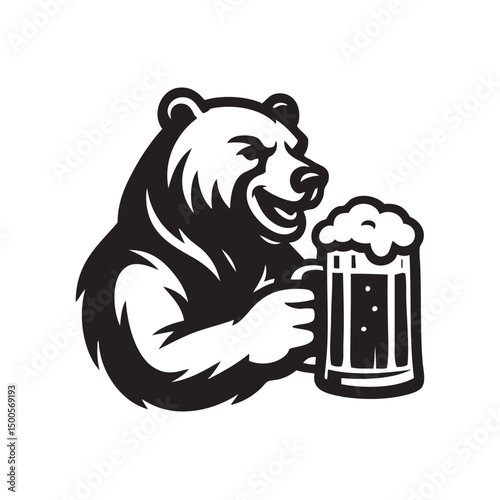 bear mascot holding a glass of beers