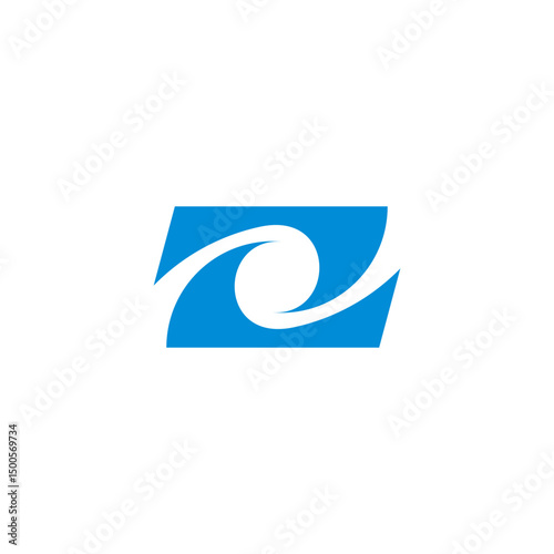 letter z linked blue waves geometric logo vector