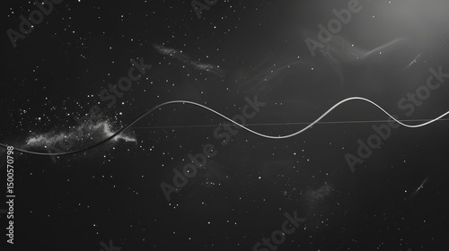 Abstract representation of cosmic waves in a dark, starry background.
