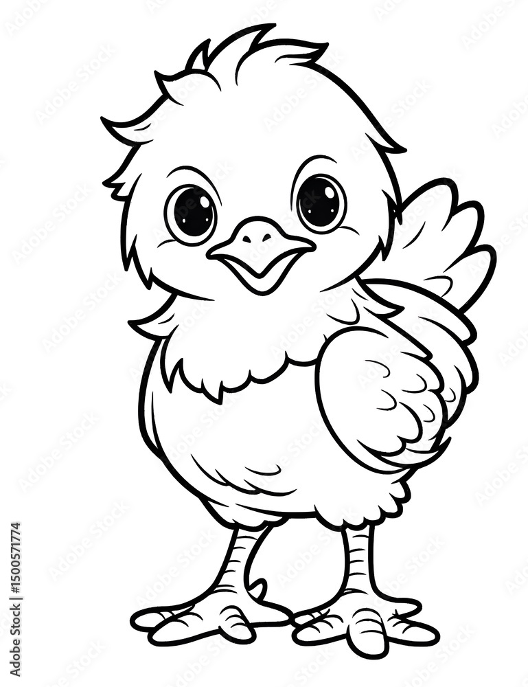Fototapeta premium Chicken coloring page for kids.
