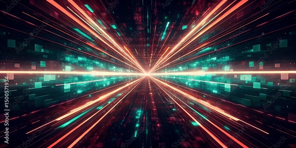 Abstract Digital Tunnel Glowing Lines and Futuristic Data Streams Abstract Digital Tunnel Glowing Lines and Futuristic Data Streams