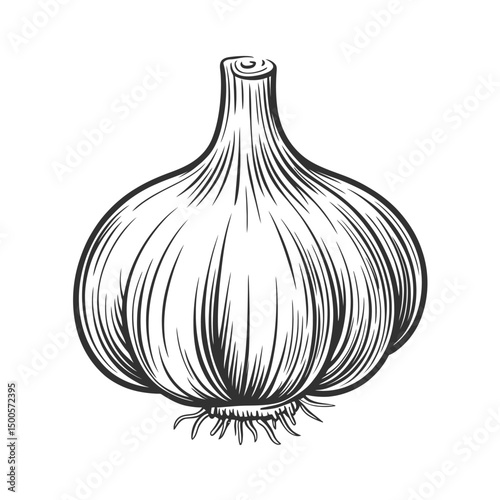 Hand Drawn Garlic Bulb Sketch Vector Outline