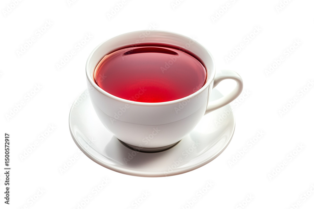 White teacup of red tea isolated on transparent background White teacup of red tea isolated on transparent background