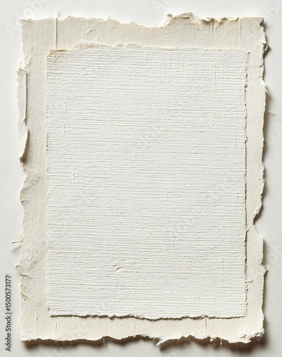 Textured Beige Paper Background  Off White Handmade Paper with Irregular Edges