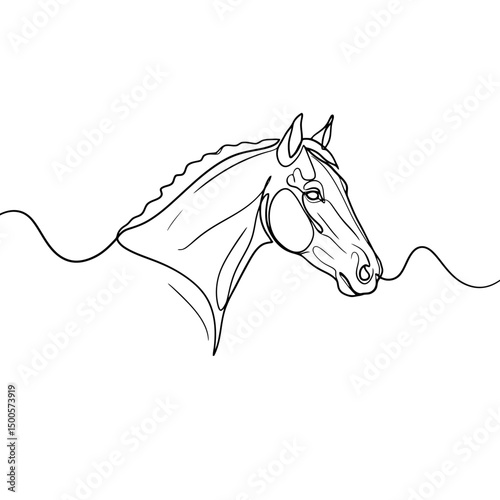 Elegant Horse Head One Line Art: Minimalist Equine Design