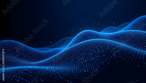 3D Abstract Dark Blue Background with Dots Pattern Vector Design Technology Theme Big Data and Nanotechnology