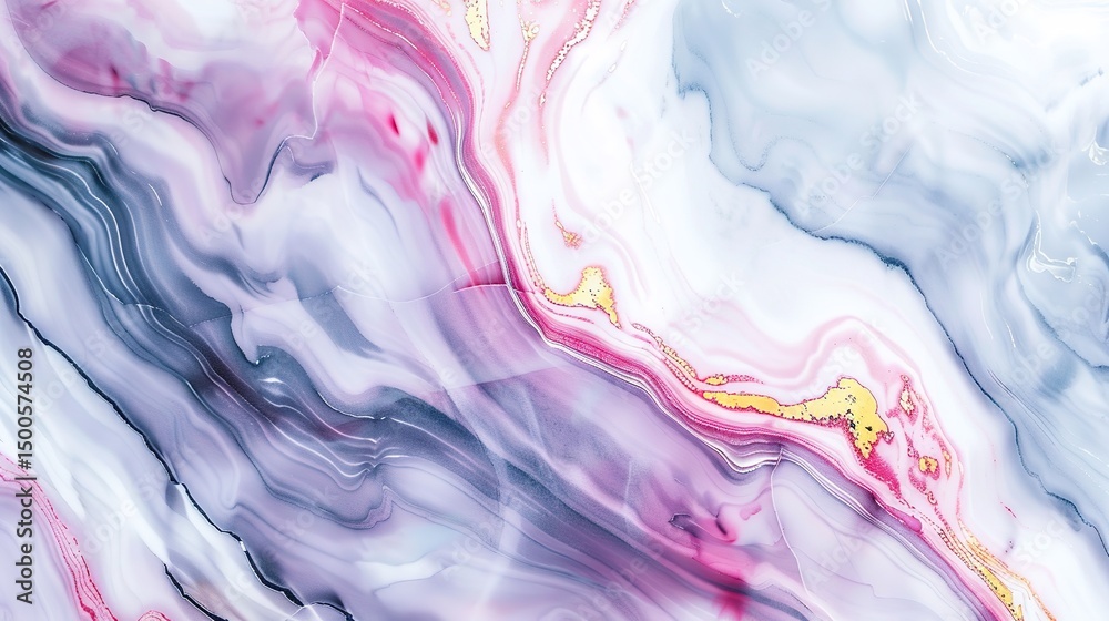 Obraz premium High-resolution close-up of luxurious colorful Calacatta marble stone texture with vibrant multi-hued veining, blending soft whites, grays, and bold accents. Ideal for premium interior design, 