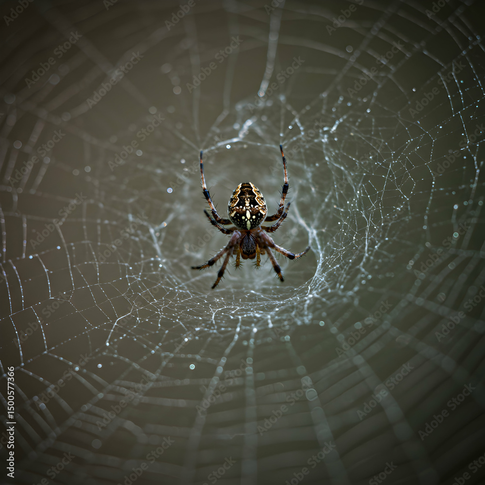 Obraz premium Spider on Web: Nature Macro Photography