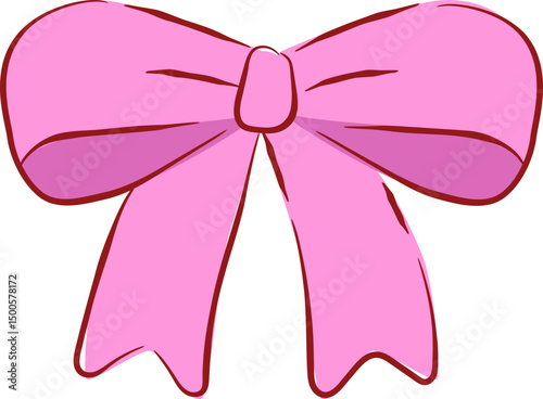 Hand-drawn Elegant Pink Ribbon Bow Cute Illustration