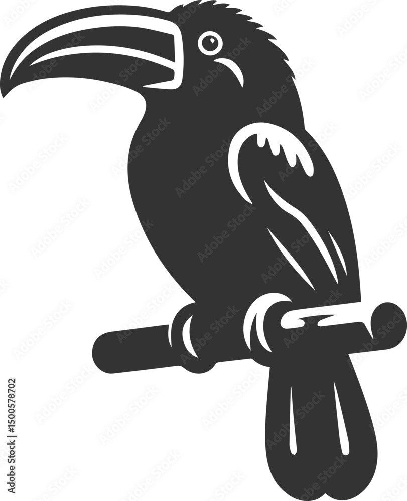 Obraz premium Vector bird toucan black drawing silhouette