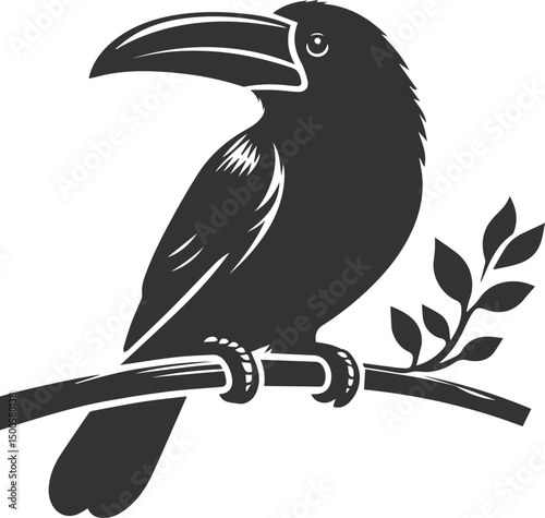 Vector bird toucan black drawing silhouette