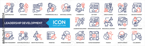 Leadership Development Line Color Icon Collection