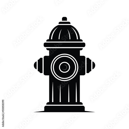 Black and white fire hydrant illustration for safety and emergency use