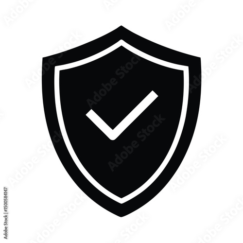 shield with tick mark icon vector illustration