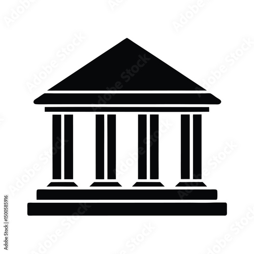 bank building pillars icon vector illustration