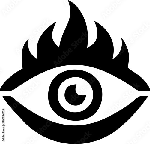 Intriguing stylized eye with fiery lashes.