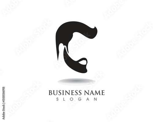 masculine beard black hair geek logo and symbol