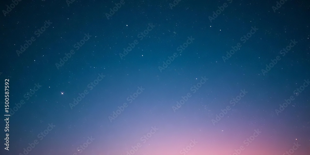 Fototapeta premium Soft dawn light illuminates a sky dusted with sparkling stars, leaving ample empty space, natural, copy space