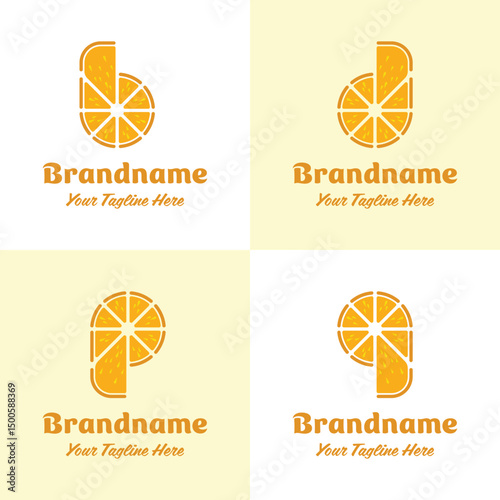 Letter B P D Q Orange Logo, symbolizing freshness, fun, and creativity