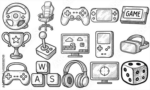 Hand Drawn Gaming Icon Set