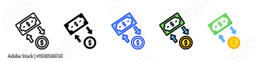 Exchange Rate Icon Collection With Multiple Styles