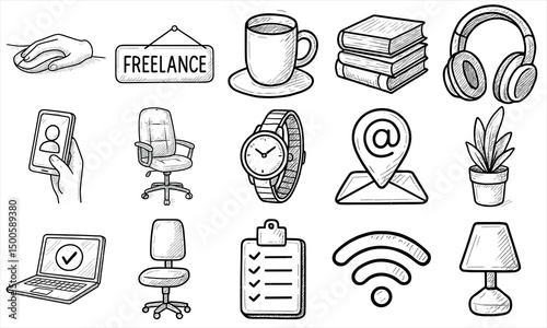 Hand Drawn Freelance Work Icons
