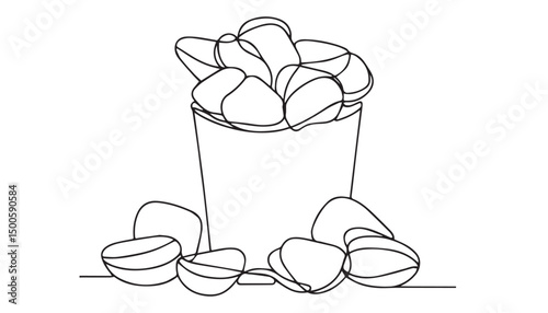Continuous one single minimal line drawing potato chips packet