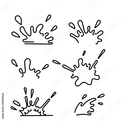 doodle water splash illustration icon collection