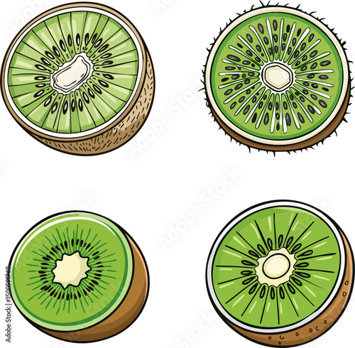 The Cartoon Kiwi Fruit Illustration