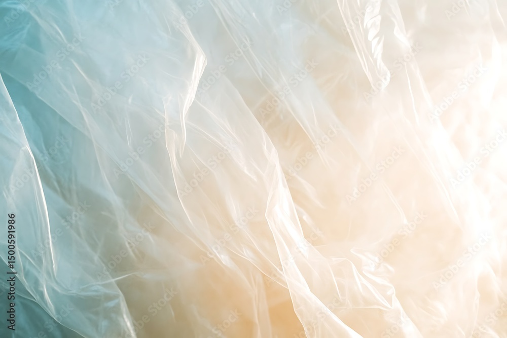Fototapeta premium Ethereal Abstract Delicate Layers of Semi-Transparent Fluid, Fog-like Effects in Blue and Orange Tones