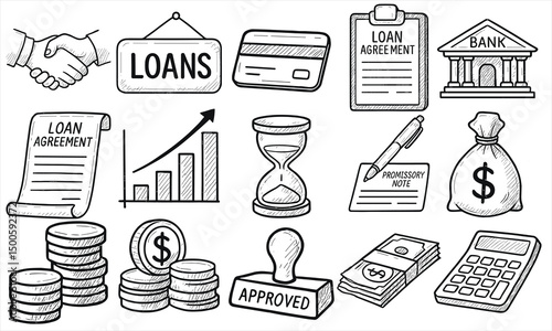 Hand Drawn Loan Icon Set