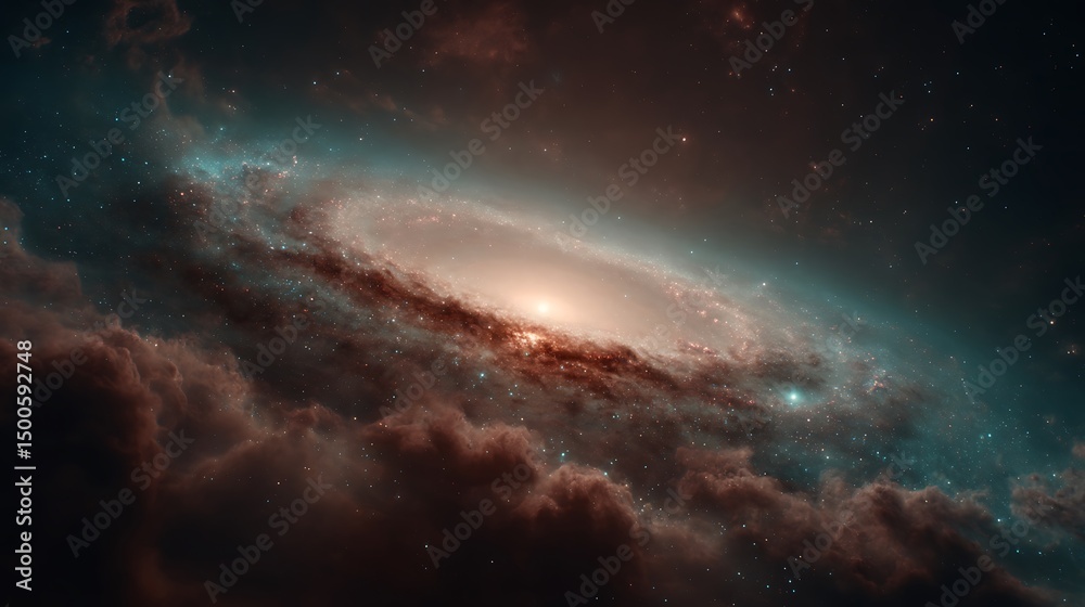 Fototapeta premium A cosmic black hole warps space near a starfield
