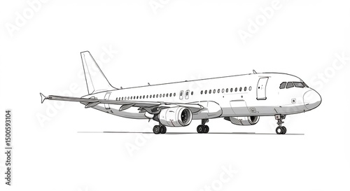 Detailed Airplane Sketch Soft Light Precision Drawing. AI Generated