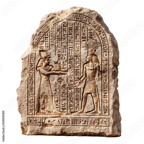 Ancient Egyptian Stela Pharaohs and Hieroglyphs -