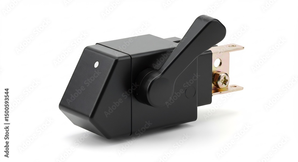 Obraz premium Black angular lever switch glows softly under bright studio lighting. AI Generated