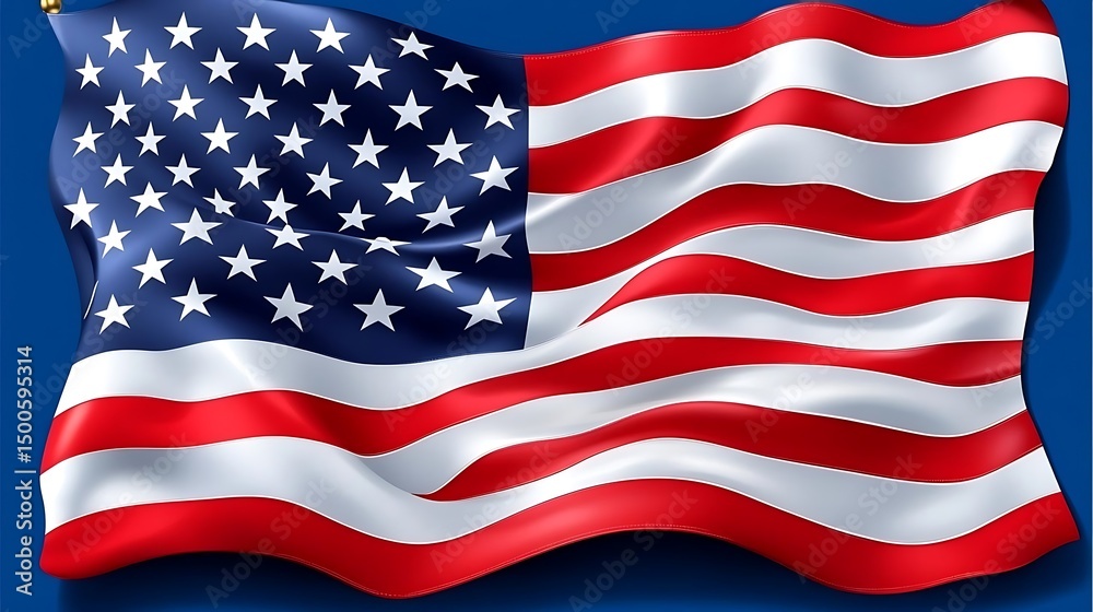 Naklejka premium Waving US flag, patriotic backdrop