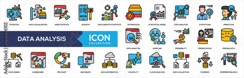 Data Analysis Lineal Color Icon Collection
