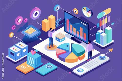 Business person interacting with a futuristic digital marketing interface, showcasing online advertising analytics, data charts, email marketing, and campaign performance metrics on a virtual screen. 