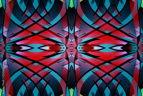 Beautiful glow colour caleidoscope gradient flower line art pattern wallpaper of indonesian traditional abstract batik ethnic dayak ornament for commercial ads