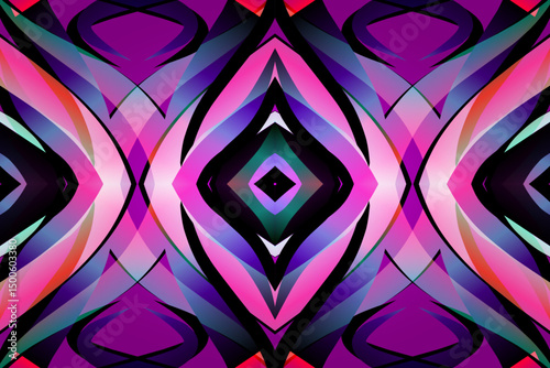 Beautiful glow colour caleidoscope gradient flower line art pattern wallpaper of indonesian traditional abstract batik ethnic dayak ornament for commercial ads