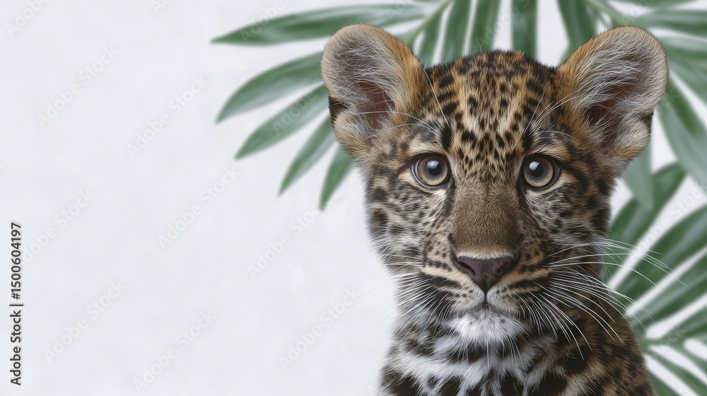 Obraz premium Adorable Leopard Cub Portrait Wildlife Jungle Exotic Animal Nature Photography