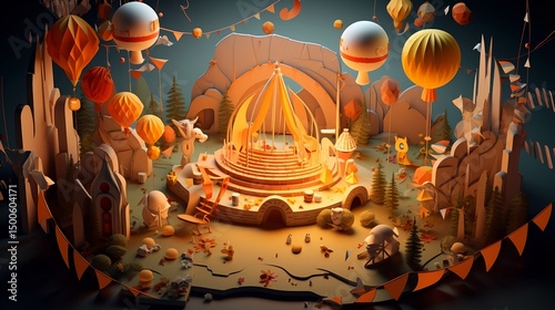 Fantasy 3 d landscape illustration