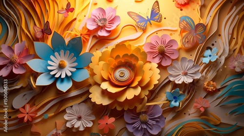 Paper flowers arrangement background