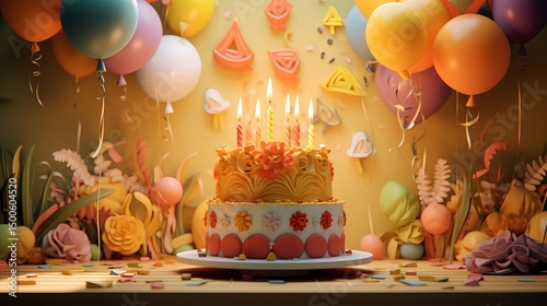 Birthday cake celebration scene
