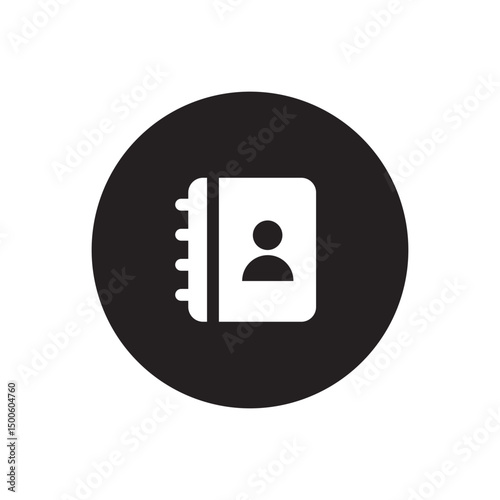 Address book icon. Black and white vector symbol. Round buttons.