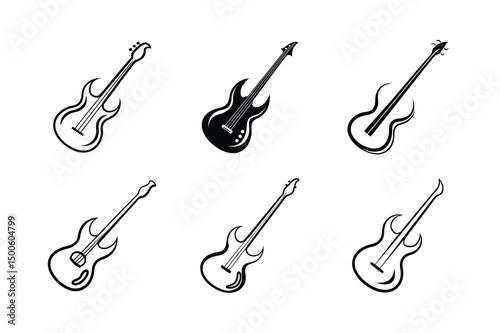 Abstract Bass Guitar Silhouette Vector Icon