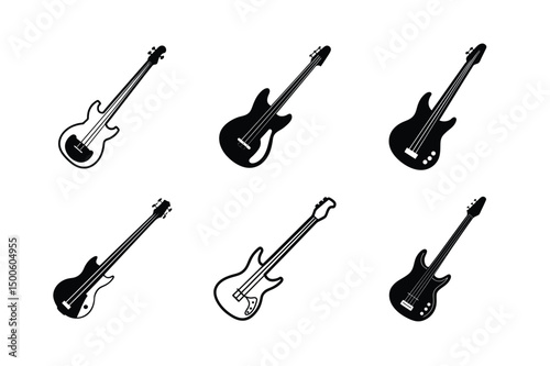 Bass Guitar Logo Style Vector Silhouette