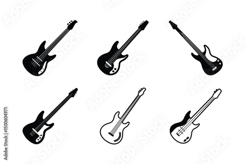 Minimal Bass Guitar Art Vector