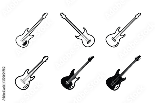 Minimal Bass Guitar Silhouette Icon Design