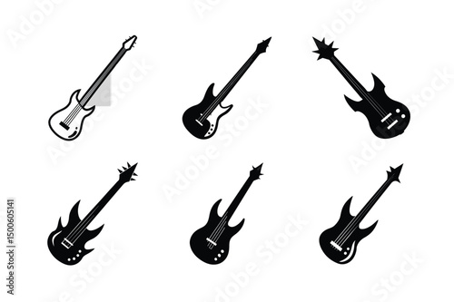 Simple Bass Guitar Vector Icon Design